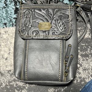 boc Charcoal Embossed Crossbody Bag